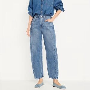 High Rise Barrel Ankle Jeans Size 14